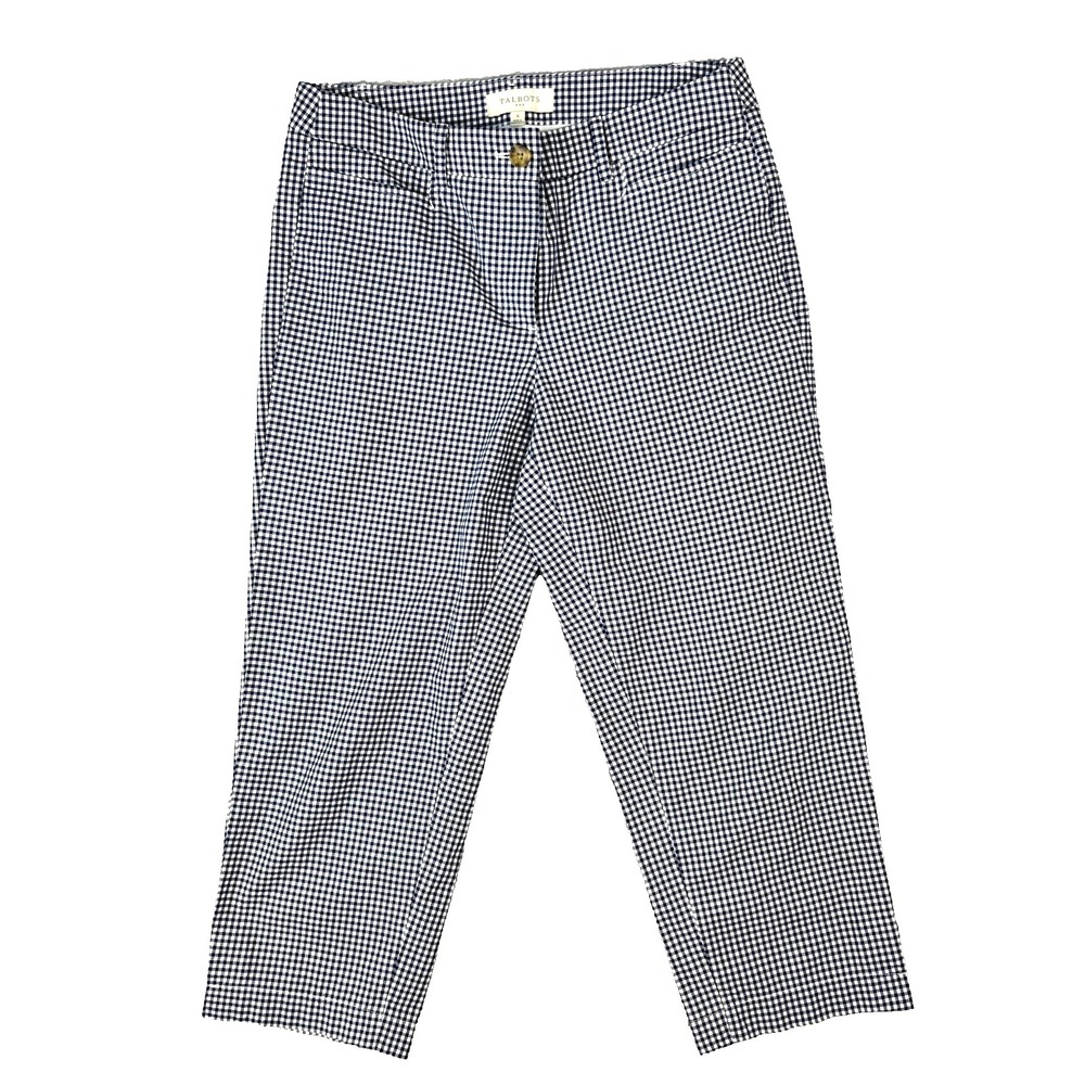 Talbots‎ Womens Size 8 Capri Pants Blue Gingham Check Preppy Classic Timeless